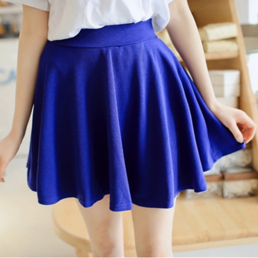 Blue mini skater skirt XS Small NWOT